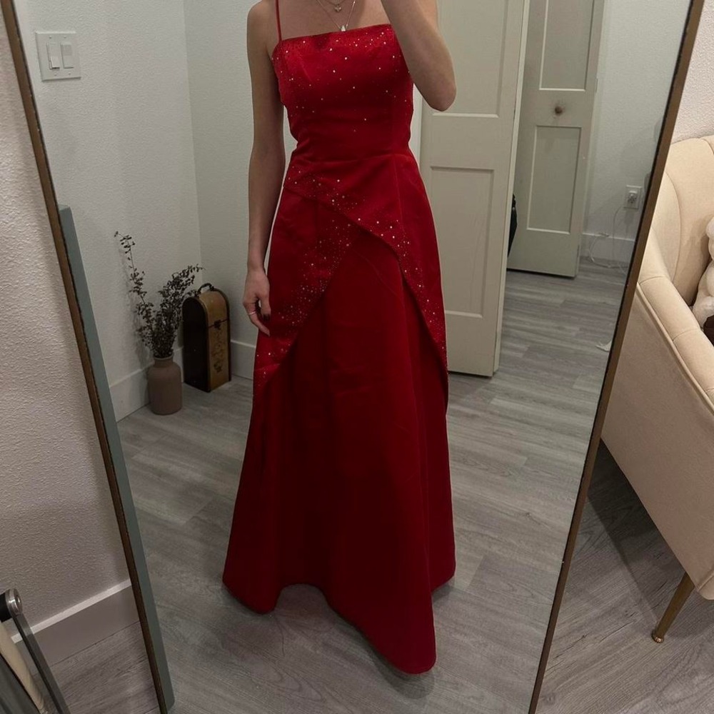 Y2K red beaded maxi dress